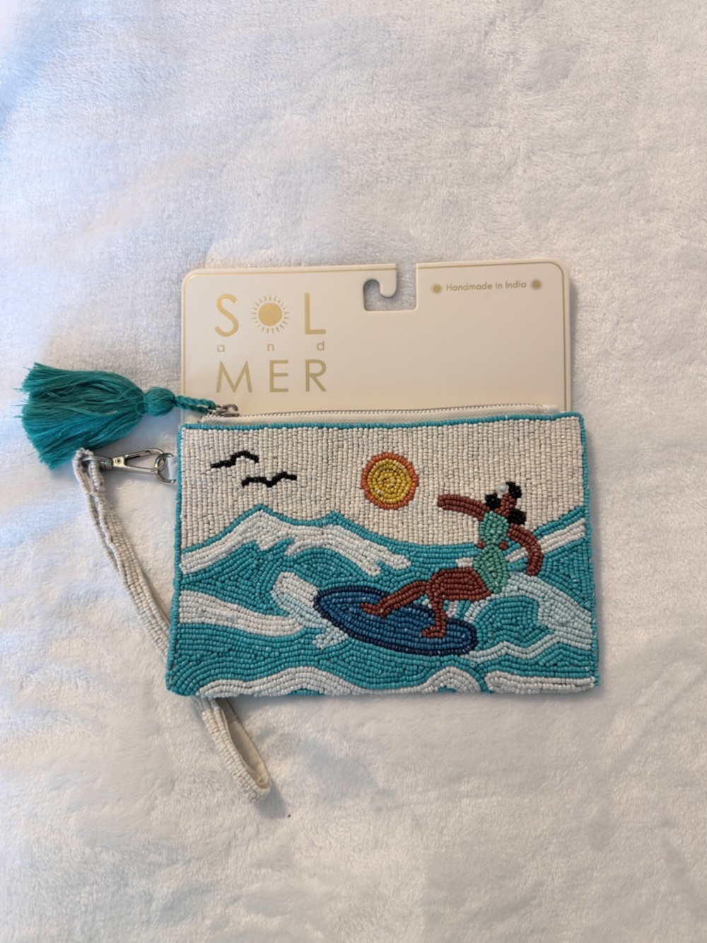 SOL and MER Beaded Surf Wristlet - Turquoise